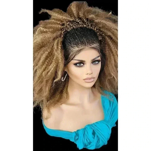 braided wigs, 100% handmade, chic short afro style, gorgeous, vibrant colors NWT - Picture 3 of 15